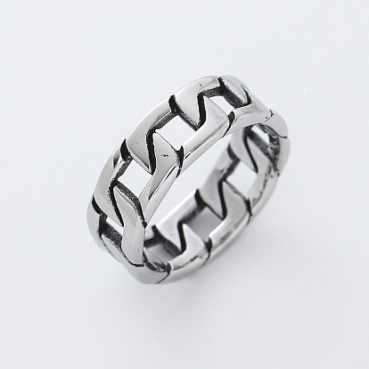304 Stainless Steel Finger Rings for Men, Chain, Wide Band Rings