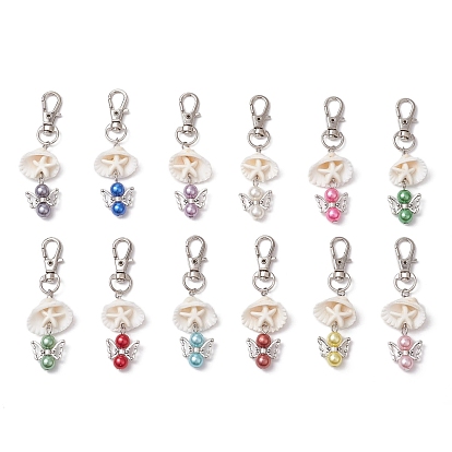 Подвеска в виде ангела из акрила и синтетической бирюзы, морская звезда и ракушка, Поворотные застежки-когти-омары для украшения сумок