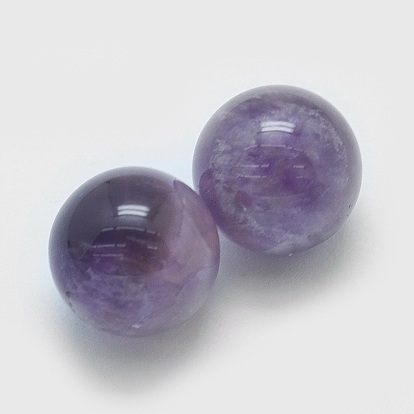 Natural Amethyst Beads, Gemstone Sphere, No Hole/Undrilled, Round