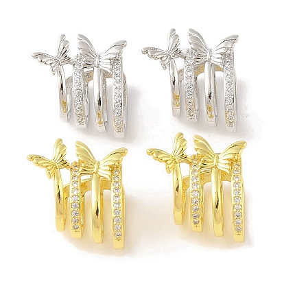 Женские серьги-манжеты из латуни с микропаве и прозрачным цирконием