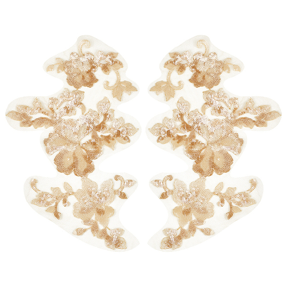 1 пара 3d цветочная вышивка из полиэстера пришитые аппликации, с пластиковой пайеткой/пайетками, украшение для свадебного платья своими руками, Cheongsam