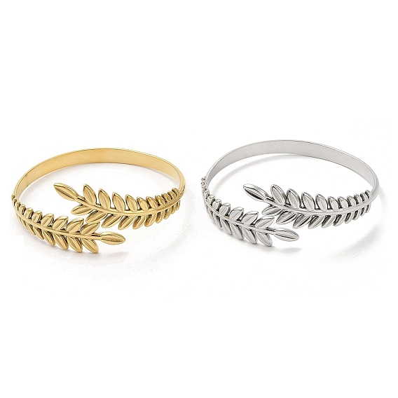 Ионное покрытие (IP) 304 браслеты-манжеты из греческого и римского лаврового листа из нержавеющей стали, украшения для женщин