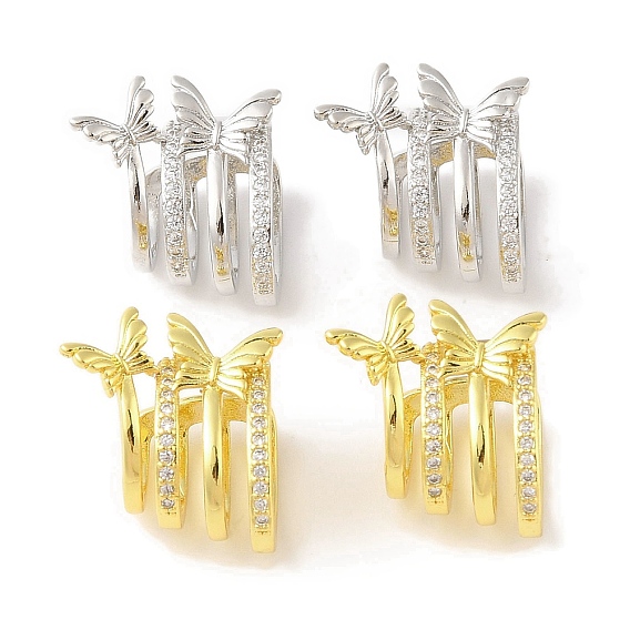 Женские серьги-манжеты из латуни с микропаве и прозрачным цирконием