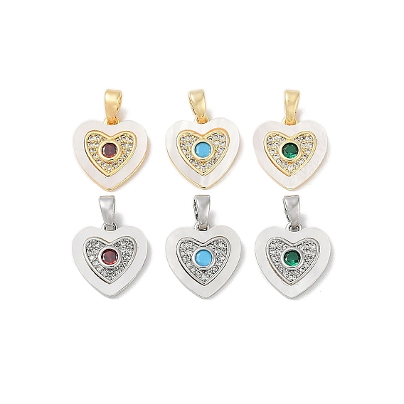 Латунные микро проложить кубического циркония подвески, без кадмия, без никеля и без свинца, с оболочкой, сердце прелести