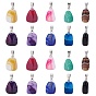 Natural Banded Agate/Striped Agate Pendants, Dyed, with Stainless Steel Snap On Bails, Cuboid, Stainless Steel Color
