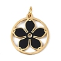 304 нержавеющей стальной эмали подвески, с целью перехода в кольце, плоская круглая с подвеской в виде цветка, золотые