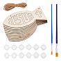 Easter Theme DIY Jesus Fish Pendant Decoration Making Kits, Including Wooden Pendants, 3ml Plastic Empty Paint Palette, Plastic Paint Brushes Pens, Jute Twine