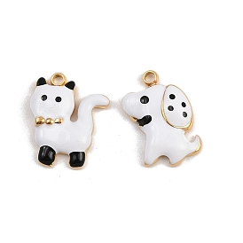304 нержавеющей стальной эмали подвески, белые амулеты для животных, ионное покрытие (ip), реальный 18 k позолоченный