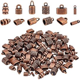120шт 6 стили тибетский стиль сплав наконечник шнура, Торцевые крышки, бочка и колонна