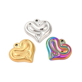 Ion Plating(IP) 304 Stainless Steel Pendants, Heart with Snake Charms