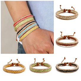 Красочный ретро минималистский плетеный кожаный браслет из веревки в этническом стиле для мужчин и женщин
