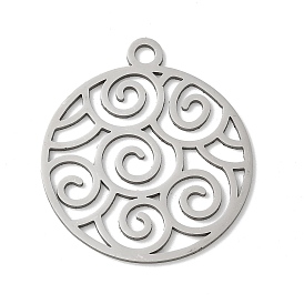 201 подвески из нержавеющей стали, лазерная резка, полый плоский круг с подвеской в виде вихря, анти-тускнение