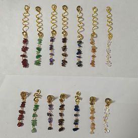 Ensemble d'accessoires pour cheveux bricolage, perles de pierres précieuses naturelles et perles de verre, avec l'alliage, pour la coiffure