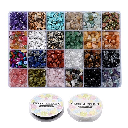 DIY Halskette / Armband Schmuck Sets Kits, mit gemischten Edelstein-Chipperlen und elastischem Kristallfaden