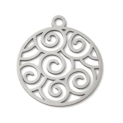 201 подвески из нержавеющей стали, лазерная резка, полый плоский круг с подвеской в виде вихря, анти-тускнение