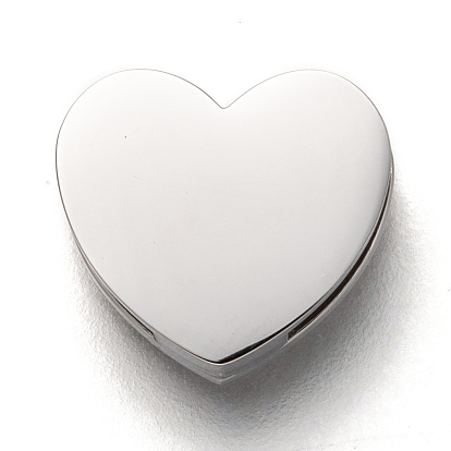 304 Stainless Steel Slide Charms, Heart with Heartbeat