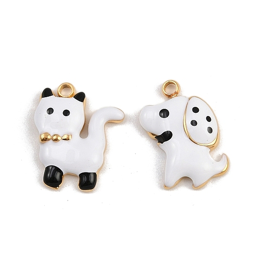 304 нержавеющей стальной эмали подвески, белые амулеты для животных, ионное покрытие (ip), реальный 18 k позолоченный