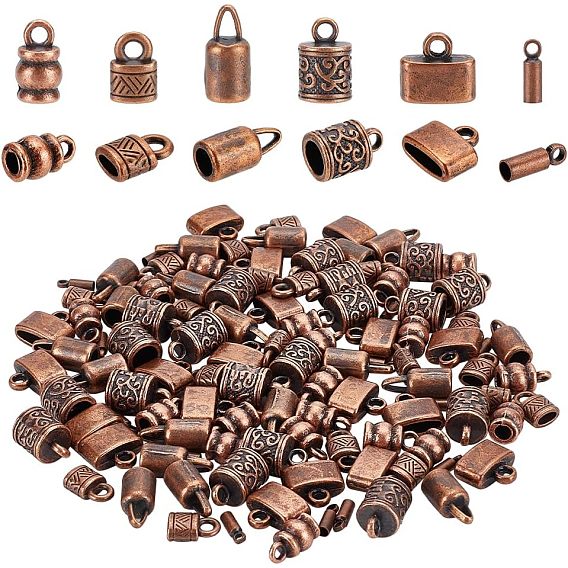 120шт 6 стили тибетский стиль сплав наконечник шнура, Торцевые крышки, бочка и колонна