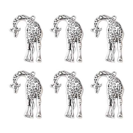Tibetan Style Pendants, Lead Free and Cadmium Free, Giraffe, 44x30x4mm, Hole: 2mm, about 140pcs/1000g