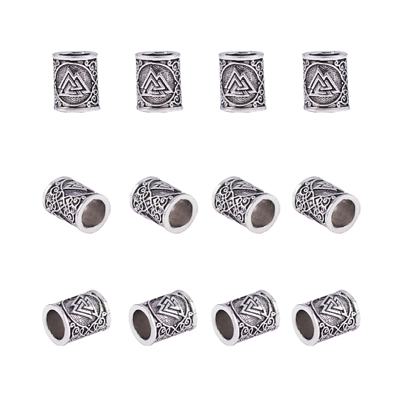 Alloy Bead, Large Hole Beads, Column with Triangle
