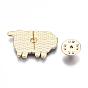 Alloy Brooches, Enamel Pin, with Brass Butterfly Clutches, Rainbow Sheep, Light Gold