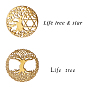Olycraft Self Adhesive Stickers, Brass Cabochons Stickers, Flat Round with Tree of Life