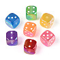 Непрозрачные акриловые бусины с УФ-покрытием, радужный, игральная кость