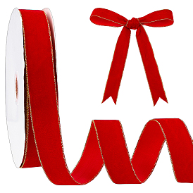 1 рулон 20 ярдов бархатных лент, с золотым обрезом, для упаковки подарков, изготовление банта