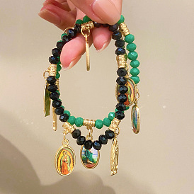 Браслеты из сплава с подвесками на тему Девы Марии, браслеты из смоляных бусин для мужчин и женщин