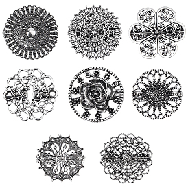 8Pcs 8 Styles Alloy Cardigan Clips, Sweater Collar Clips, Flower