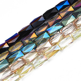 Electroplate Transparent Glass Beads Strands, Faceted, Column