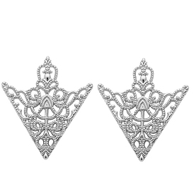 Broche de aleación triangular, broche de cuello de camisa de flor hueca para mujer