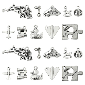 100 шт 10 стили подвески из сплава в тибетском стиле, без кадмия, без никеля и без свинца, самолет и пистолет и утка
