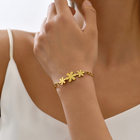 201 браслеты из звеньев цепей из нержавеющей стали, браслеты с цветочными звеньями для женщин