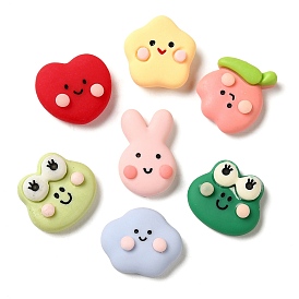 Opaque Resin Decoden Cabochons, Heart & Frog & Rabbit, Mixed Shapes