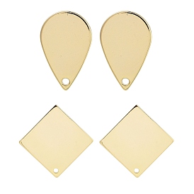 Brass Stud Earrings Findings, Real 18K Gold Plated