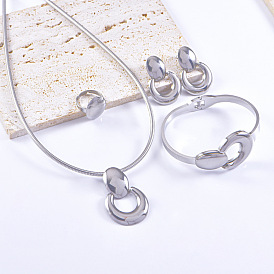 304 ожерелья и браслеты из нержавеющей стали, серьги-гвоздики и комплекты колец, овальные