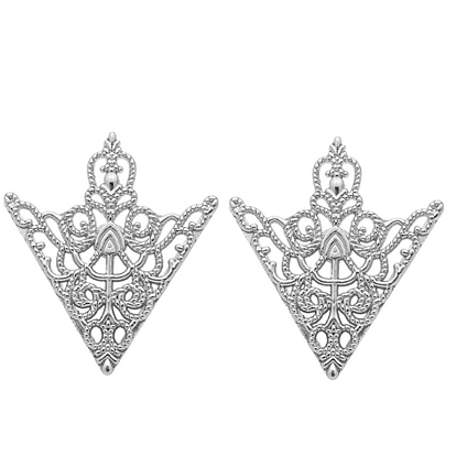 Broche de aleación triangular, broche de cuello de camisa de flor hueca para mujer