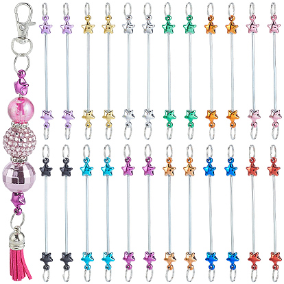 24Pcs 12 Colors Stainless Steel Beadable Keychain Bar for Jewelry Making DIY Crafts