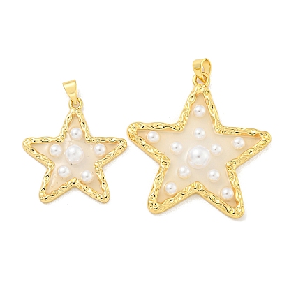 Подвески из латуни и эпоксидной смолы с покрытием стойки, подвески-звезды с пластиковыми бусинами, долговечный, без свинца и без кадмия