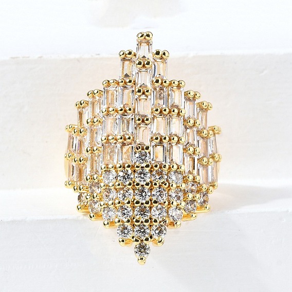 Латунные микро-паве кубические цирконии регулируемые манжеты открытые кольца, без кадмия и без свинца, лист