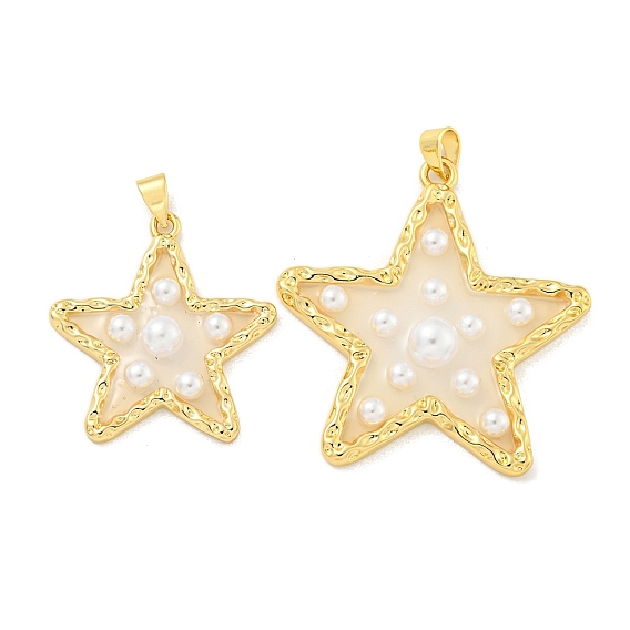 Подвески из латуни и эпоксидной смолы с покрытием стойки, подвески-звезды с пластиковыми бусинами, долговечный, без свинца и без кадмия