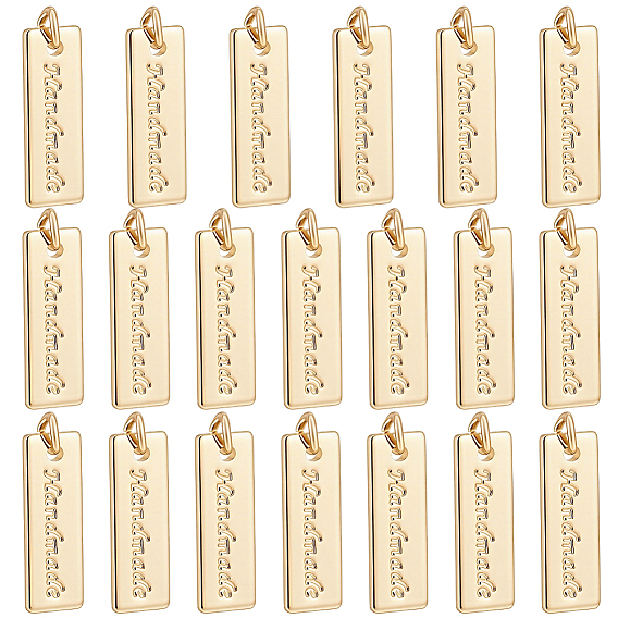 18 pendentifs en laiton, rectangle avec mot breloques faites à la main