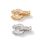 925 Sterling Silver Micro Pave Clear Cubic Zirconia Fold Over Clasps, Horseshoe, Rack Plating, Long-Lasting Plated