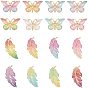 Transparent Acrylic Big Pendants, with Plated Bottom, Leaf and Butterfly