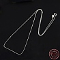 925 Sterling Silver Necklaces, Cable chains, with Spring Ring Clasps, Thin Chain