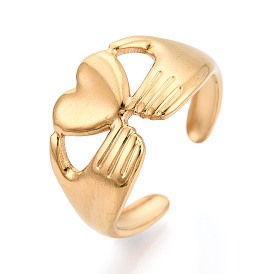 Регулируемые 304 манжеты из нержавеющей стали для женщин, рука и сердце