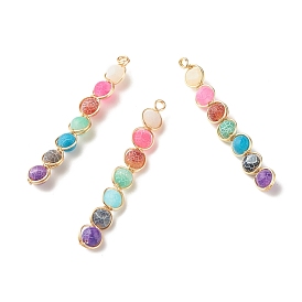 Perles rondes en agate patinée naturelle gros pendentifs, avec fil de cuivre écologique doré, givré