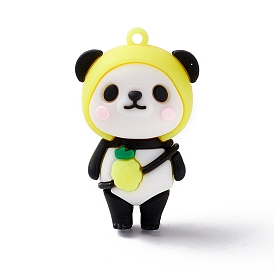 PVC Pendants, for DIY Keychain Making, Panda with Pineapple