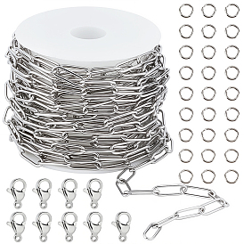 Наборы для изготовления ожерелий/браслетов своими руками, включая 304 цепочки для скрепок из нержавеющей стали, застежки-карабины и открытые кольца для прыжков.